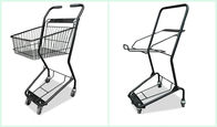 Zinc Powder Coating Supermarket Shopping Trolley Cart With Flexible Wheel
