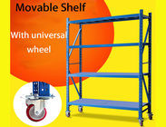 Light Duty Warehouse Storage Shelves Movable Shelving Units With Universal Wheel / Brake