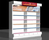 LED Light Cosmetic Display Shelves Cosmetic Store Fixtures With Stoving Varnish Surface