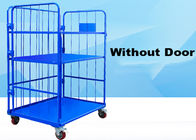 Blue Warehouse Cages On Wheels / Stackable Storage Cages With Shelves