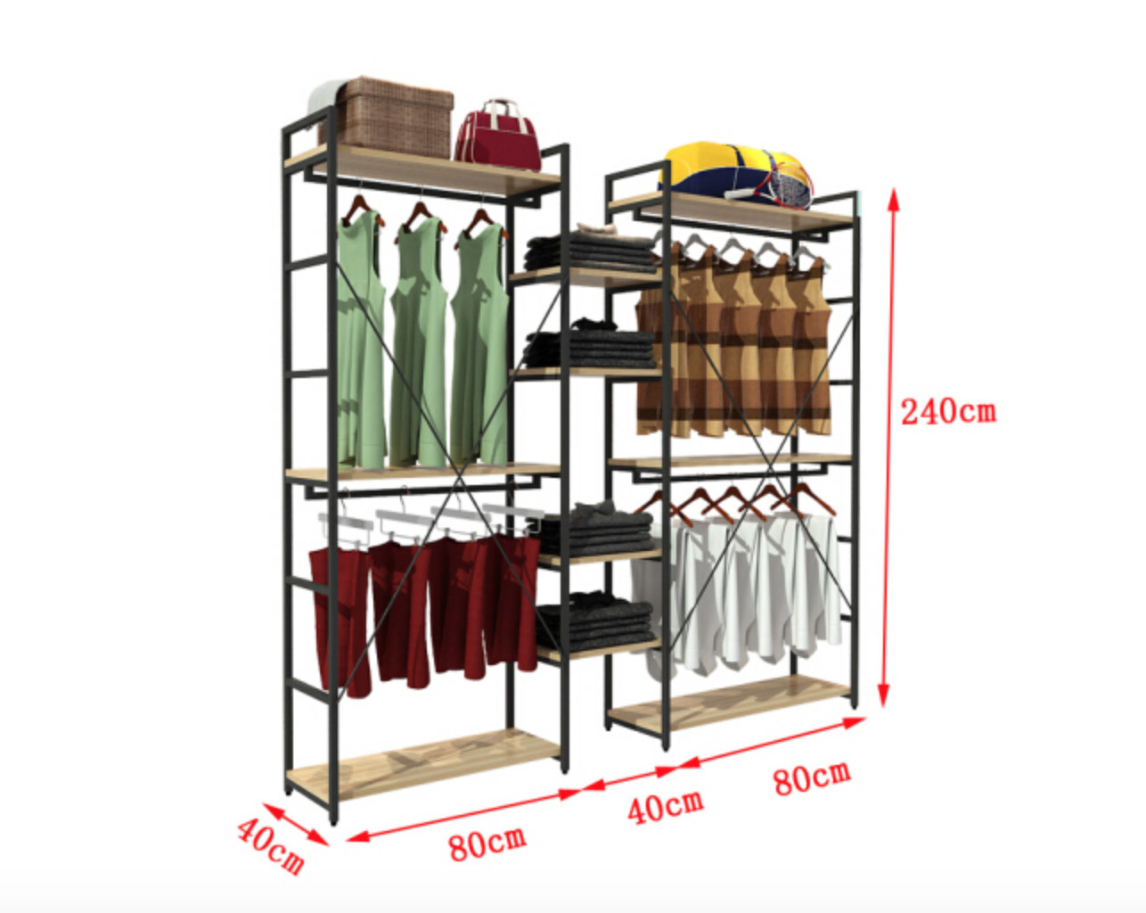 Modern Style Clothing Shop Display Racks Wall Mounted Clothing