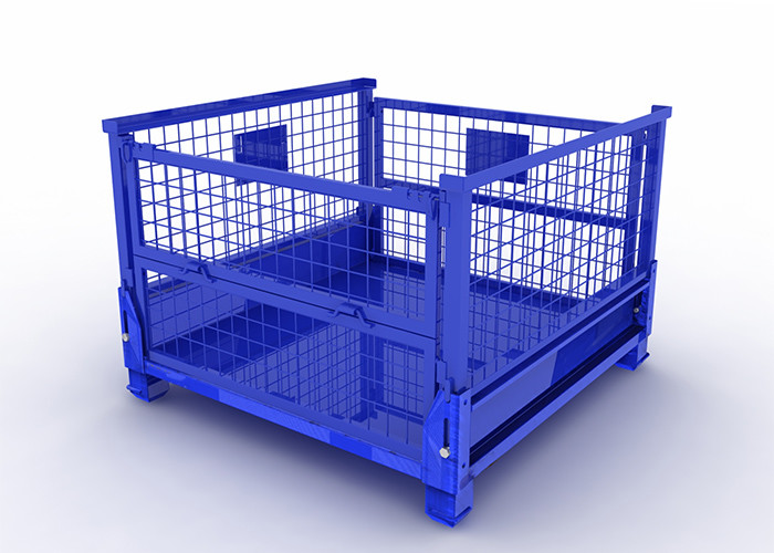 Steel Pallet Box Metal Mesh Container Lockable Storage Roll Wire Mesh Cage