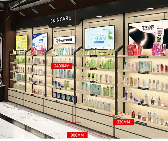 18mm Thickness Retail Shop Cosmetic Display Shelves Wall Storage Design