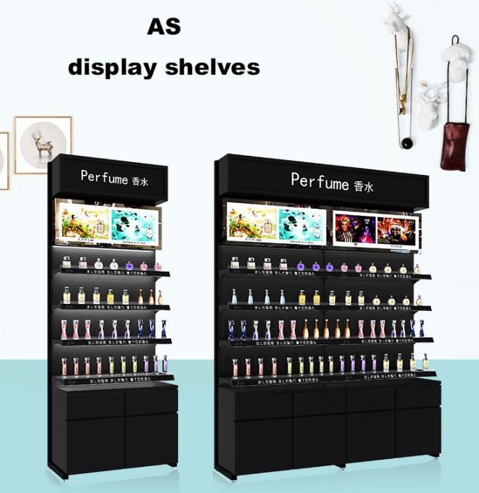 Black Fragrance 110V 240V Cosmetic Shelf Display Easy Assemble