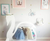 Swan Design Childrens Wooden Clothes Rack / Elegant Kids Clothes Rack Stand