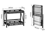 Floor Standing Foldable Multi Layer Kitchen Shelf Dish Storage Rack Free Install