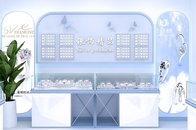 LED Light Modern Jewelry Display Cases 8mm Ultra White Tempered Glass