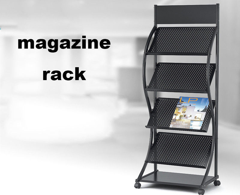 Brochure Magazine Display Shelf , Portable Brochure Display Stands With