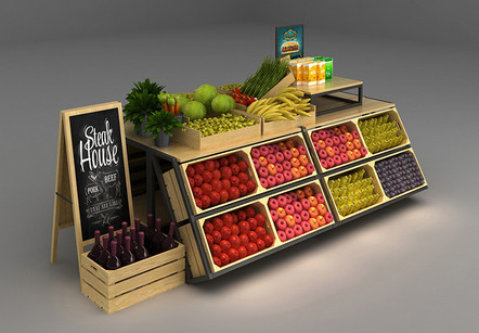 K D Wooden Shop Display Shelving Fruit And Vegetable Display Stand