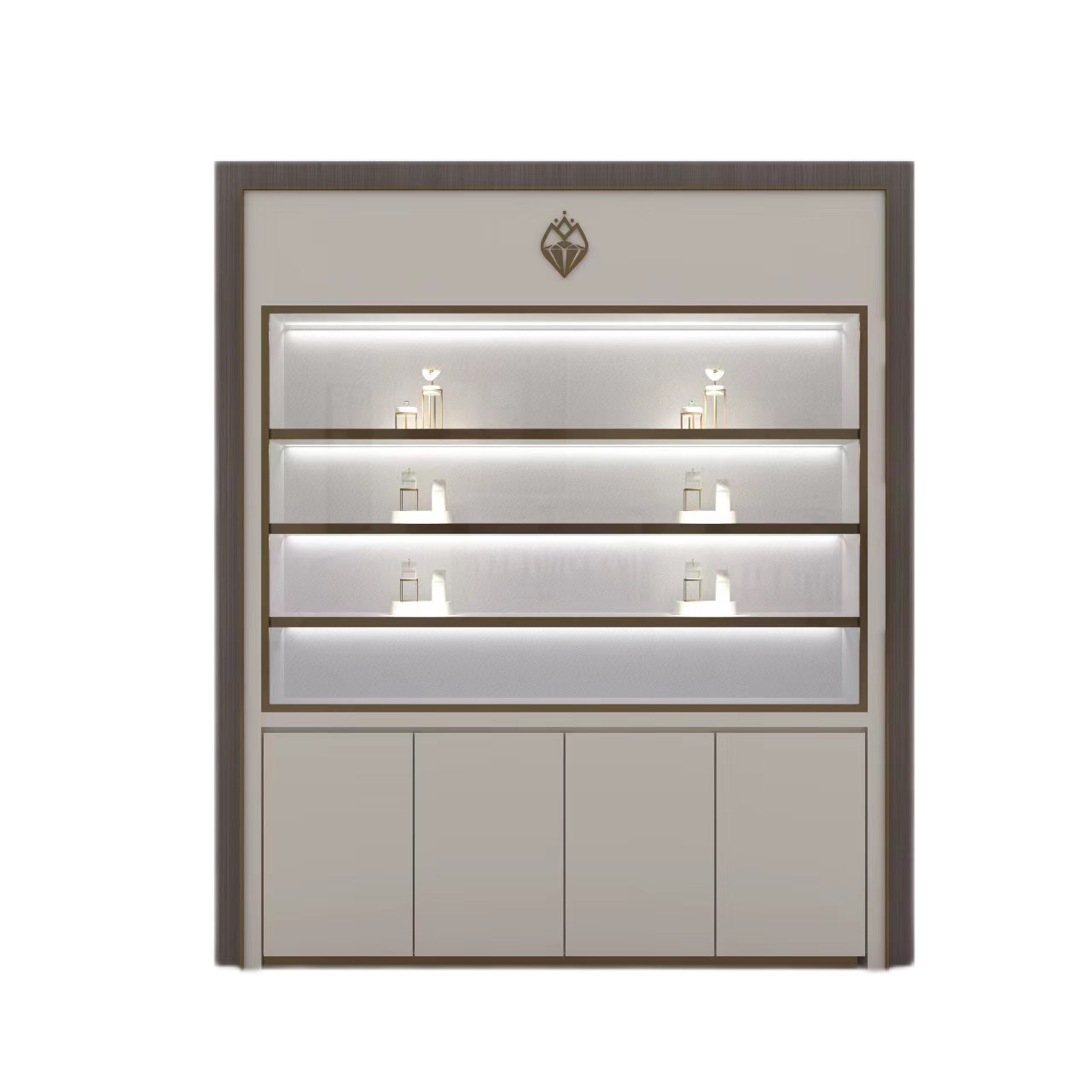 High And Short Showcases Combined Stainless Steel Jewelry Display