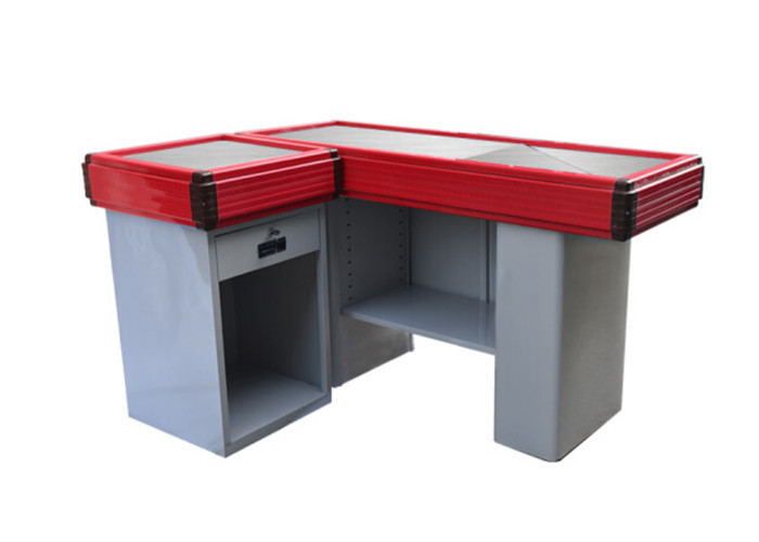 Shop Cash Register Stand Supermarket Checkout Counter With Front Display