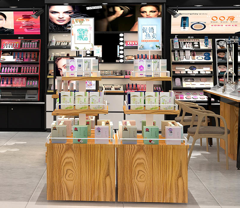 Anti Corrosive Cosmetic Display Shelves Makeup Display Table OEM / ODM Welcome