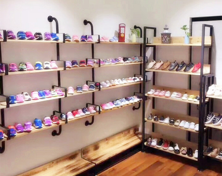 Grainy Wooden Shoe Display Shelves Wall Hanging Shoe Rack Various Colors