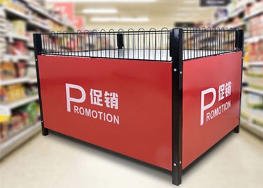 Two Layer Supermarket Display Shelving Supermarket Promotion Table With Storage Cabinet