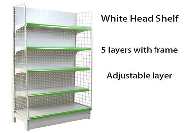 Double Side Supermarket Display Shelving Cold Rolled Steel Material White Color