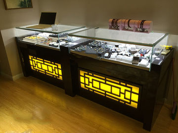 Glass LED Light Jade Display Jewelry Store Showcases Different Material Available