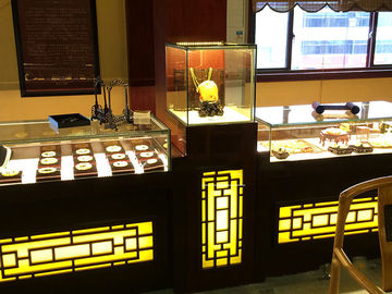 Glass LED Light Jade Display Jewelry Store Showcases Different Material Available