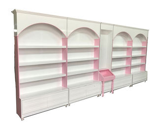 Pink Beauty Shop Makeup Display Cabinet Shelf For Cosmetics 900*350*2200mm