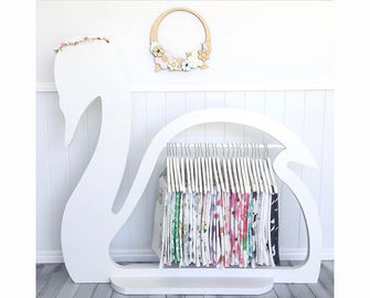 Swan Design Childrens Wooden Clothes Rack / Elegant Kids Clothes Rack Stand