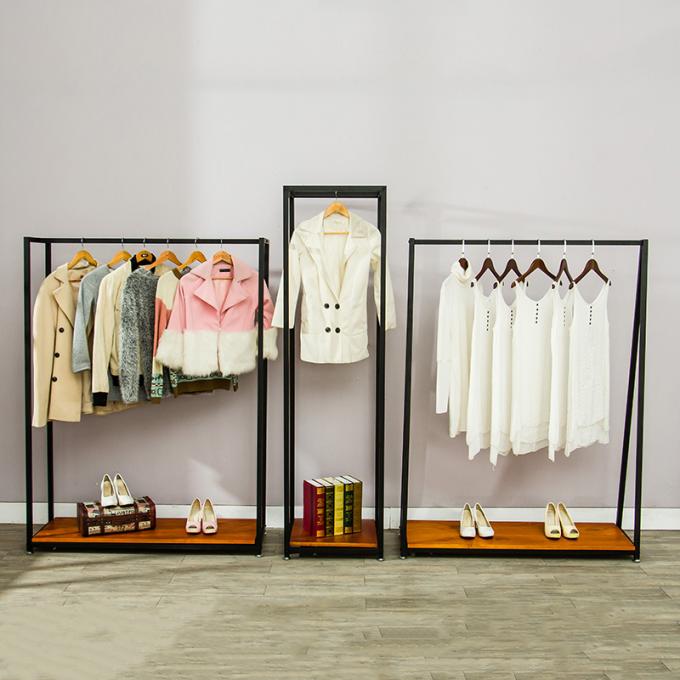 Cloth Display Steel Rack Wooden Steel Clothing Display Racks Industrial Clothing Rack 1600 ...