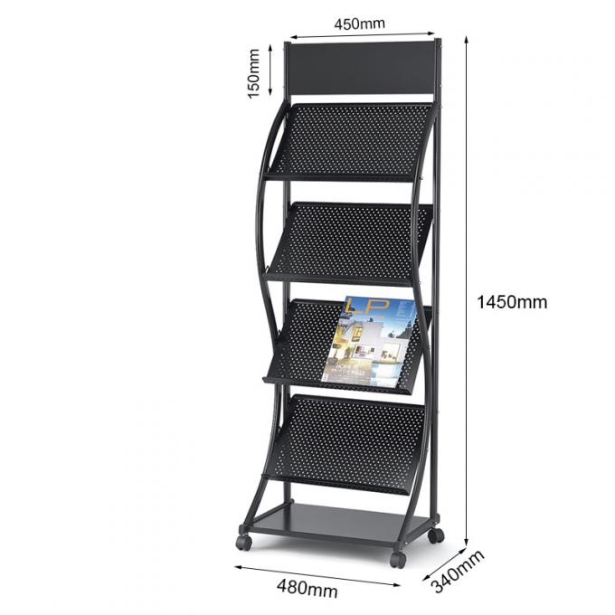 Brochure Magazine Display Shelf , Portable Brochure Display Stands With