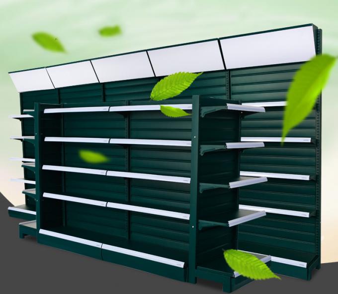 Strip Type Back Panel Supermarket Display Shelving With Hook / Basket ...