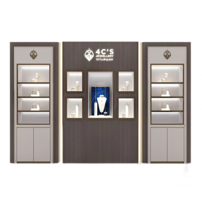 High And Short Showcases Combined Stainless Steel Jewelry Display